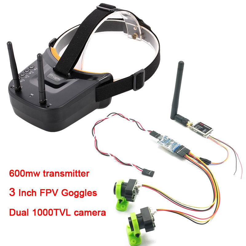 Fpv Goggles Headset - 3 channel Dual Video camera CMOS