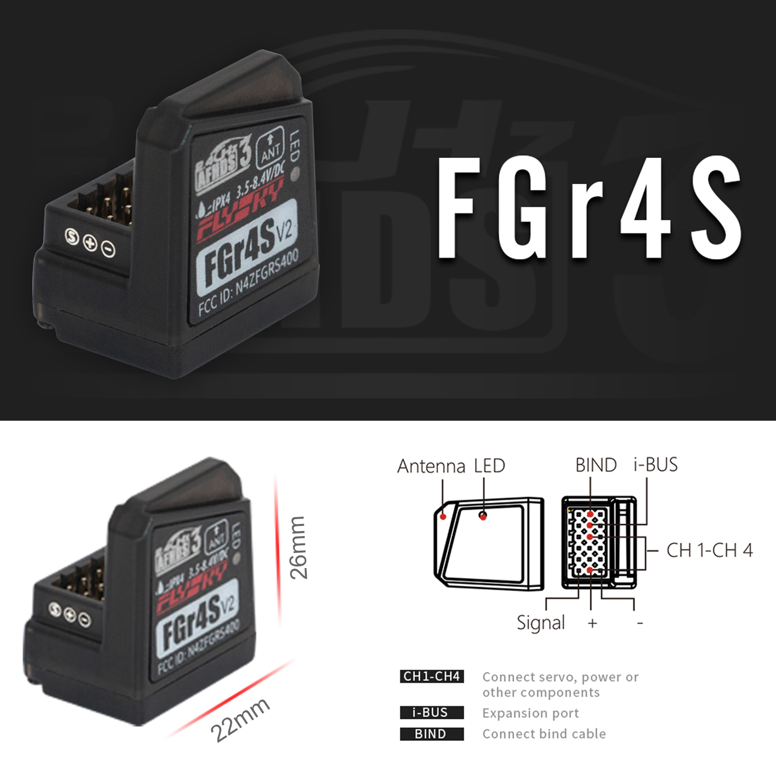 Flysky FGR4S V2 Receiver AFHDS - Telemetry Module Rc recension och pris
