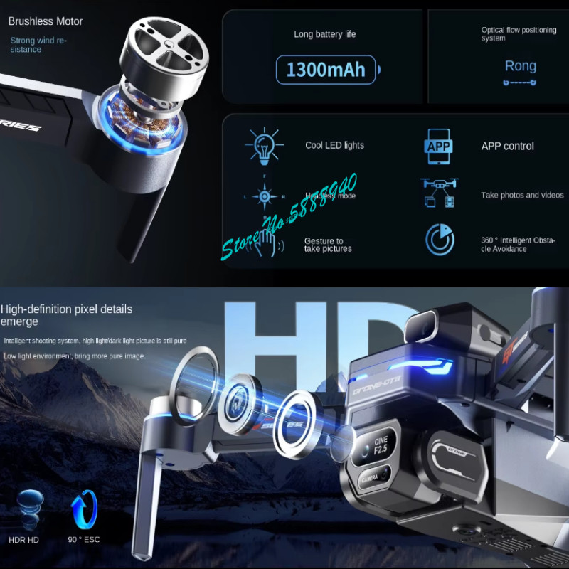 Brushless 8K ESC Three Camera  - Drone Rc Fpv Manual recension och pris