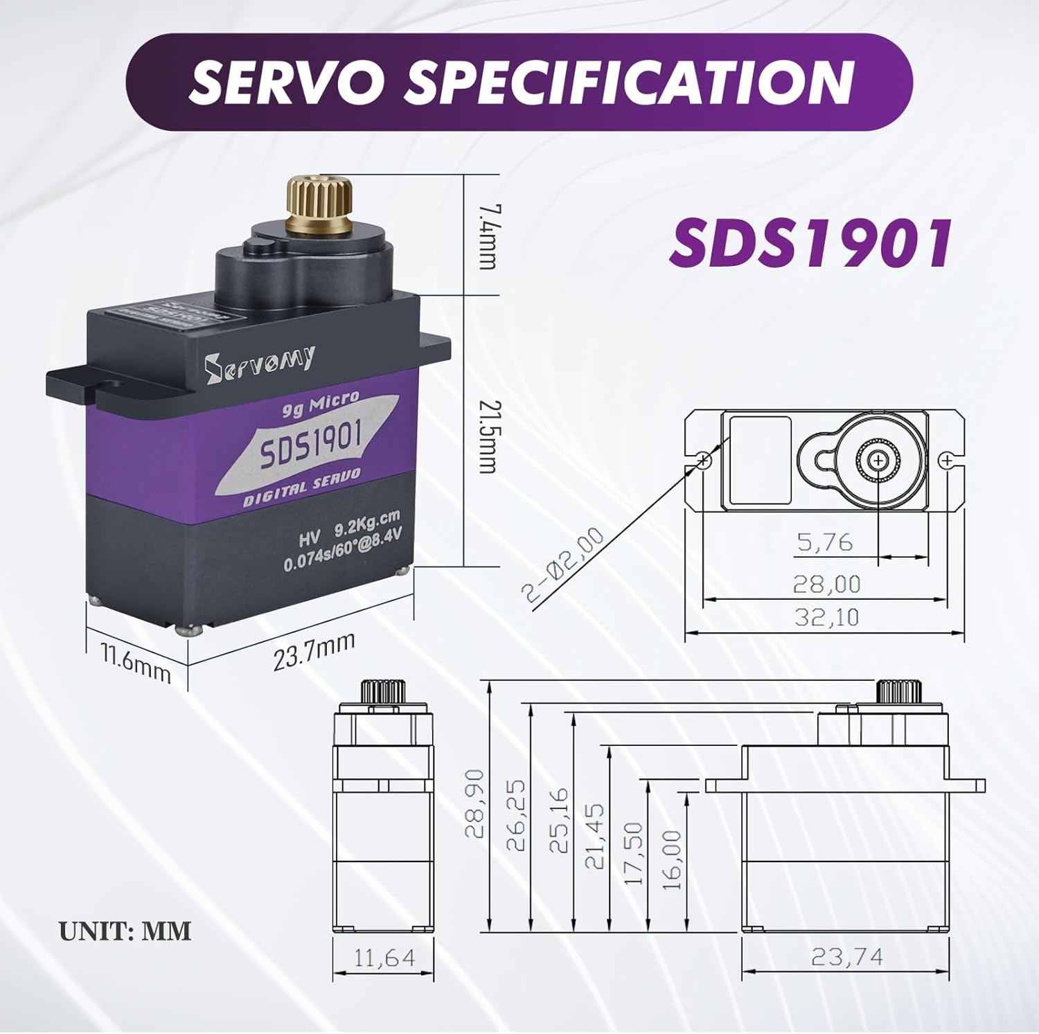 SERVOMY-SDS1901 Digital 9G Mic - Drone Rc Car recension och pris