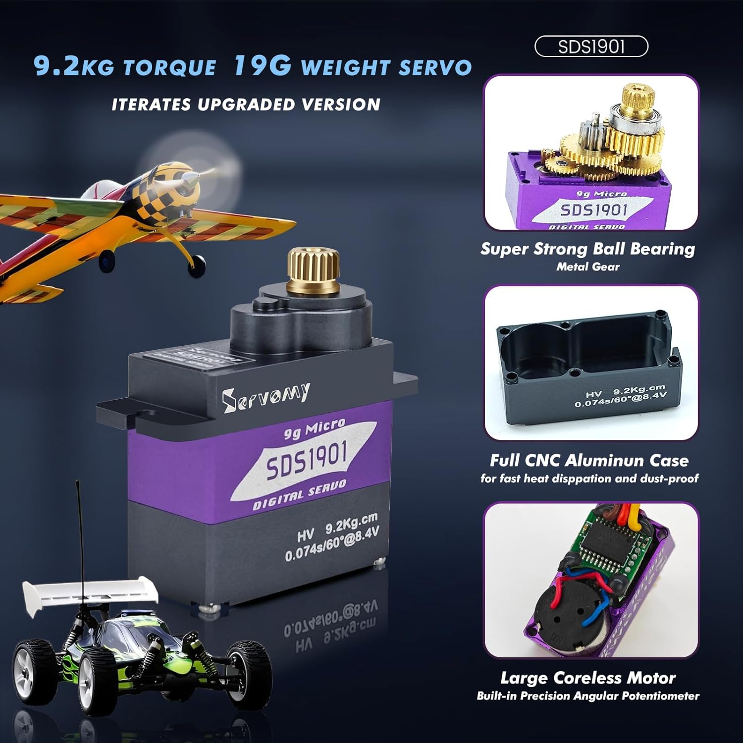 SERVOMY-SDS1901 Digital 9G Mic - Drone Rc Car recension och pris