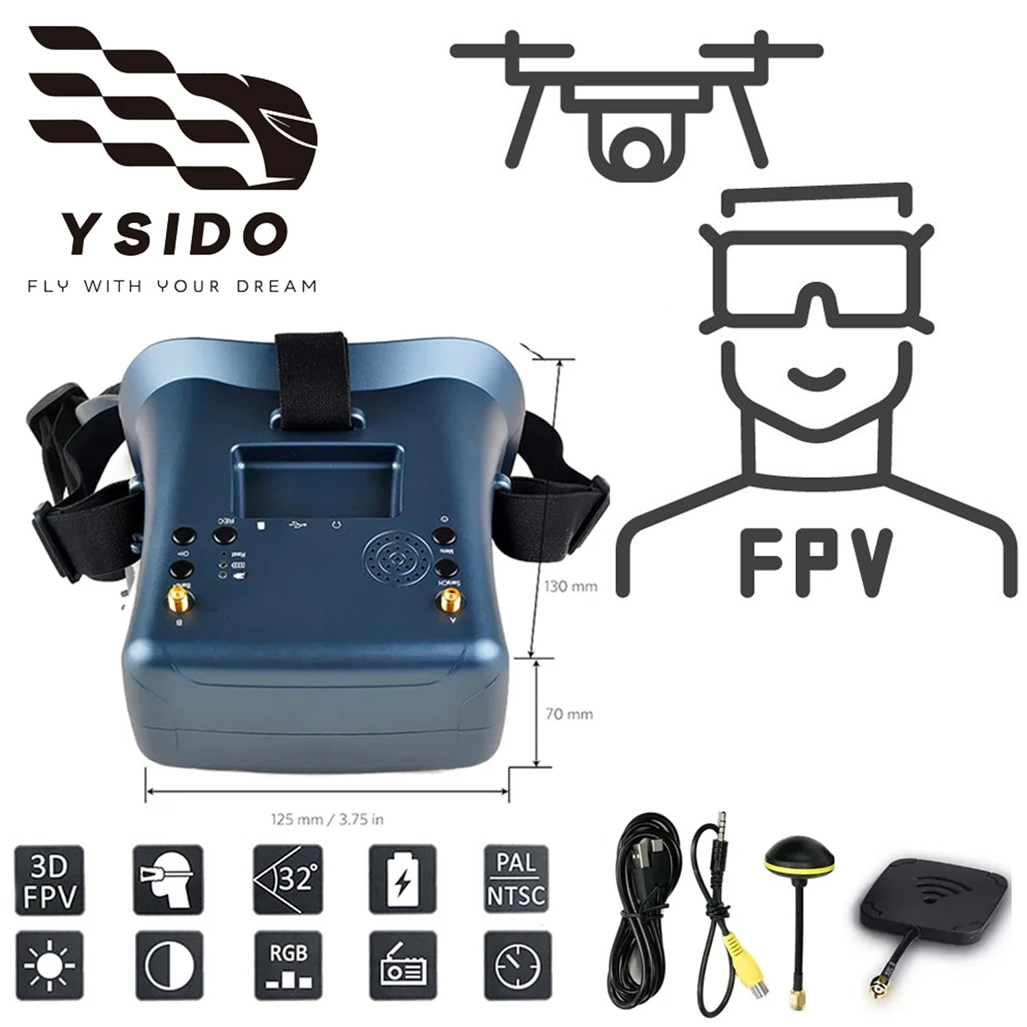 FPV Goggles 008D 5.8G 40CH 4.3 - Fpv Goggles Headset recension och pris